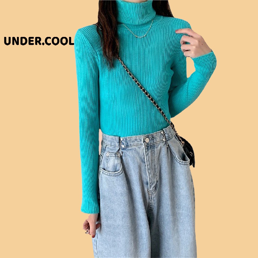 Áo Len tăm Cổ Lọ Nữ UNDERCOOL Len Gân Tăm Co Giãn Nhiều Màu sắc trẻ trung ADT02