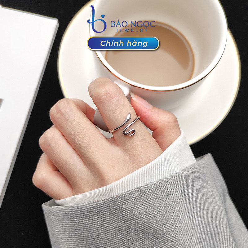 Nhẫn Bạc Nữ Cá Tính, Nhẫn Rắn Nữ Thiết Kế Dạng Hở Điều Chỉnh Được Size - N2623 - Bảo Ngọc Jewelry