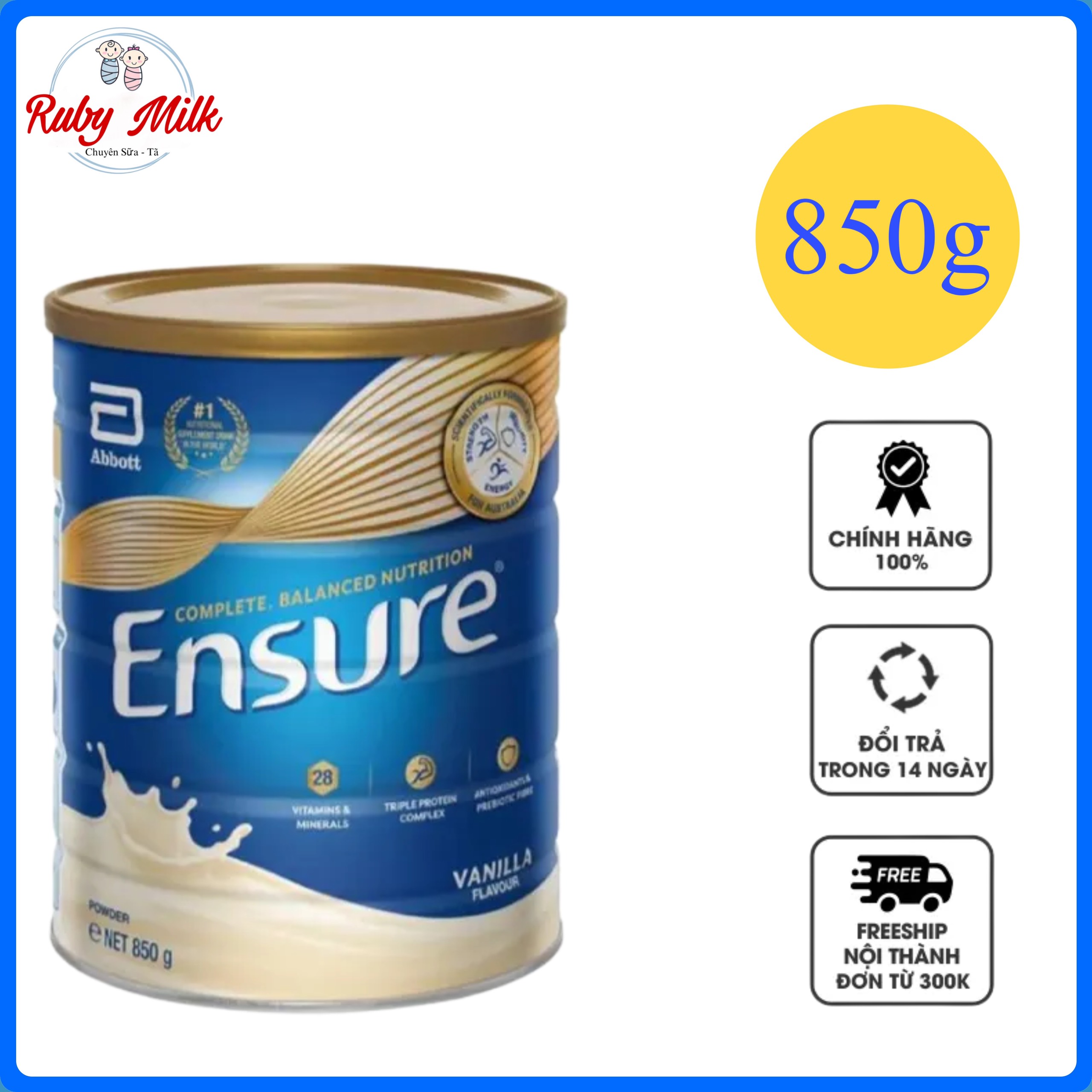 Sữa Bột Ensure Úc Lon 850g