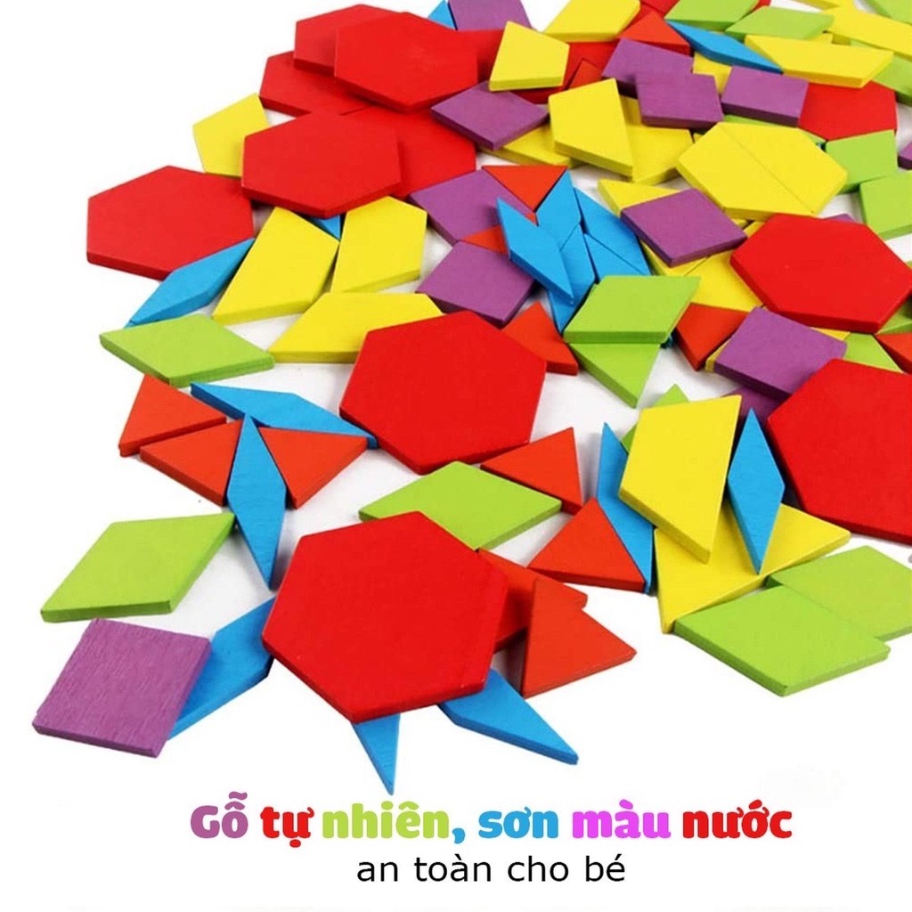 Đồ chơi cho bé - Bộ xếp hình sáng tạo Pattern Block bằng gỗ cho bé sáng tạo