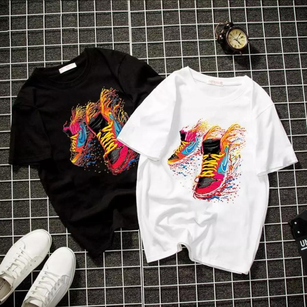 [HCM]Áo thun nam form rộng Hàn Quốc in hình Đôi Giày Lửa độc đẹp vải dày mịn mát