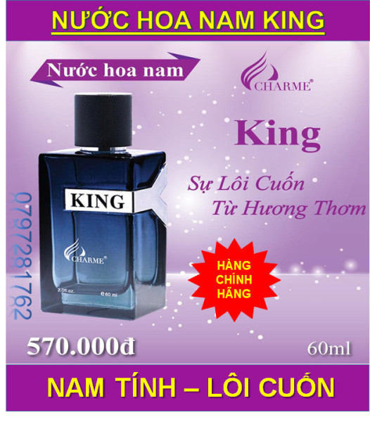 Nước hoa nam KING 60ml nước hoa chame hương thơm mạnh mẽ và cá tính ( hàng chính hãng giá siêu rẻ ) cao cấp