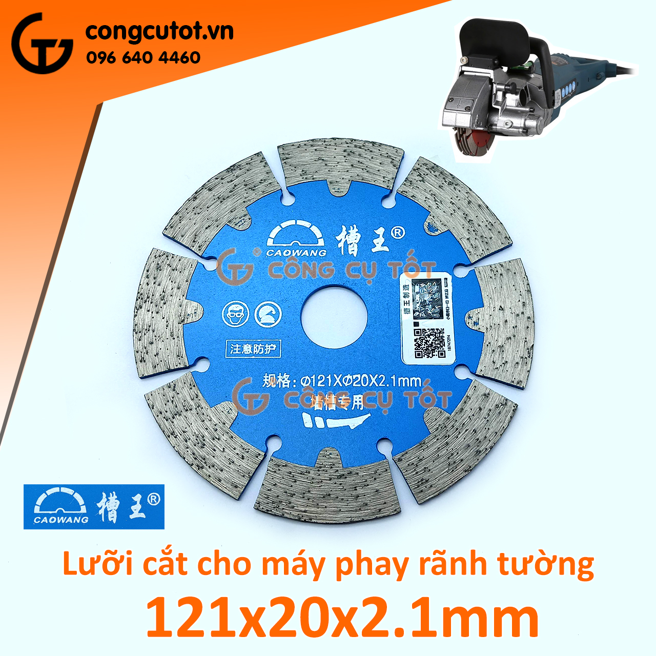 Lưỡi cắt - đá cắt rãnh tường CaoWang Φ121xΦ20x2.1mm