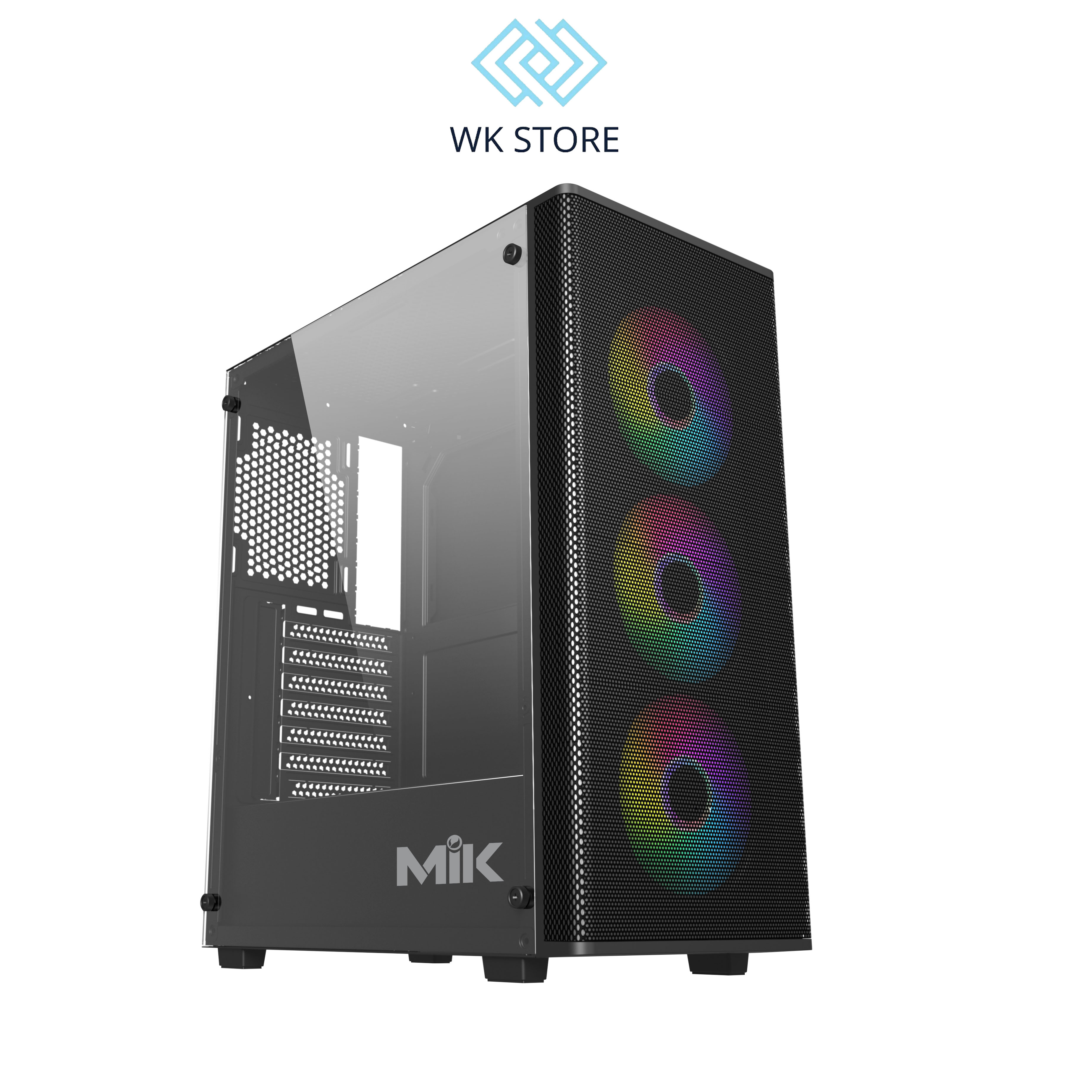 Vỏ Case máy tính MIK AION 3FA Black / White ATX Kèm 3 Fan ARGB Sync (Mới, BH 12T)