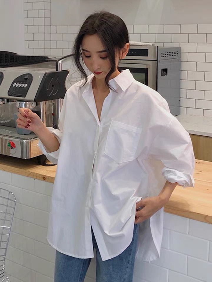 Áo sơ mi trắng nữ ulzzang phom rộng