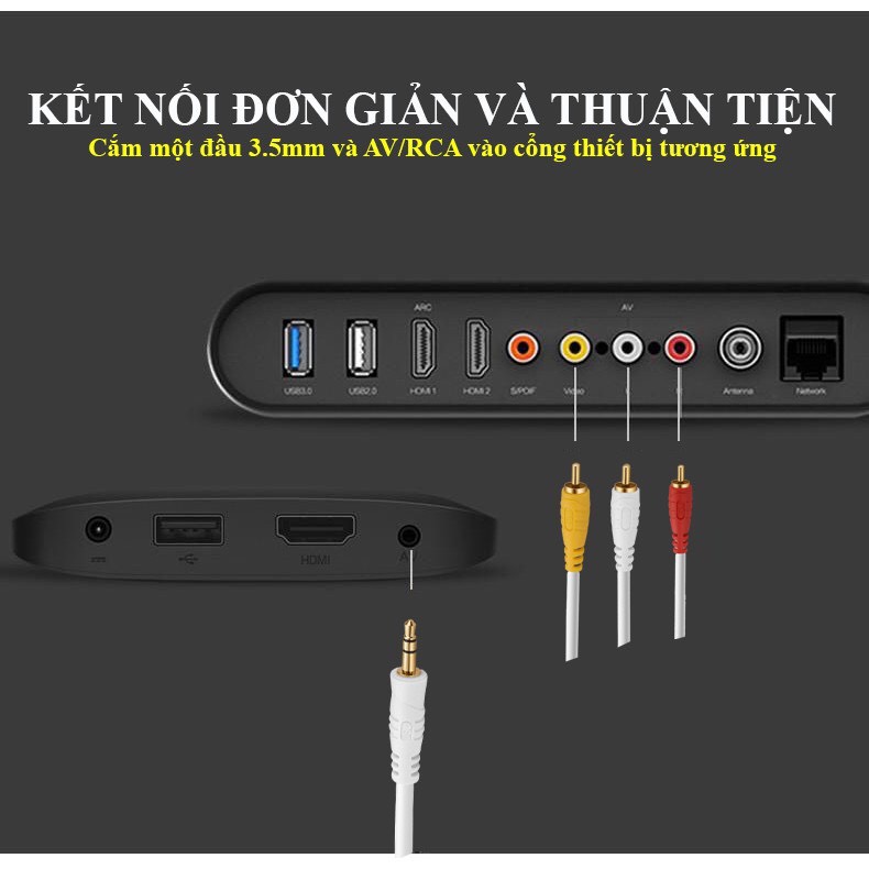 Dây AV 1 đầu 3.5mm ra 3 đầu bông sen ( JSJ )