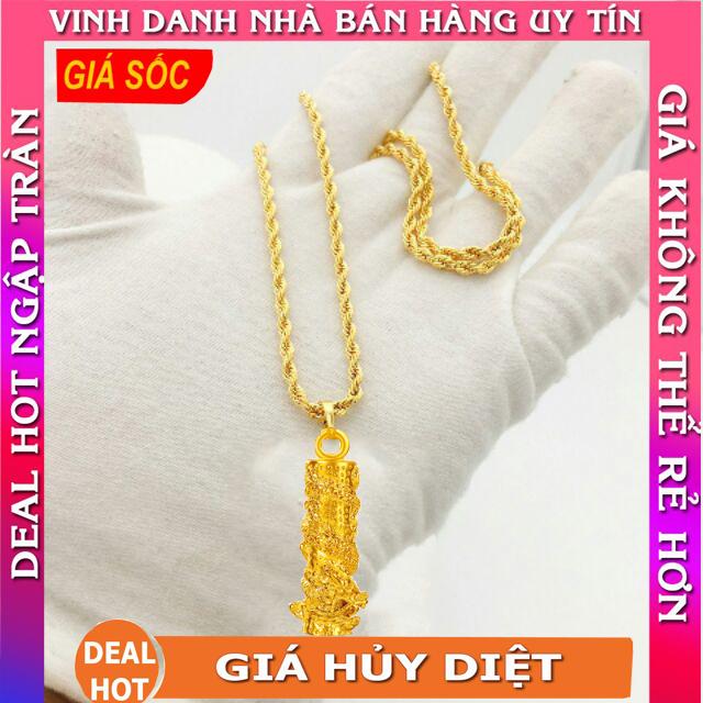 Bộ Dây chuyền Soắn Titan Mặt Rồng Cuốn Trụ Mạ Vàng 18k cao cấp