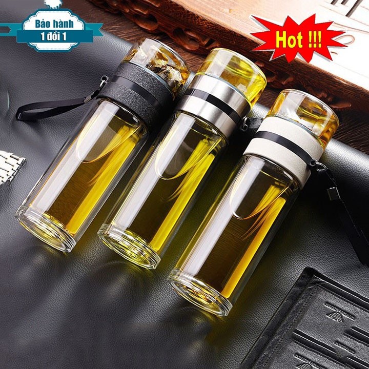 Bình thủy tinh pha trà có lõi lọc inox 304, dung tích 400 ml