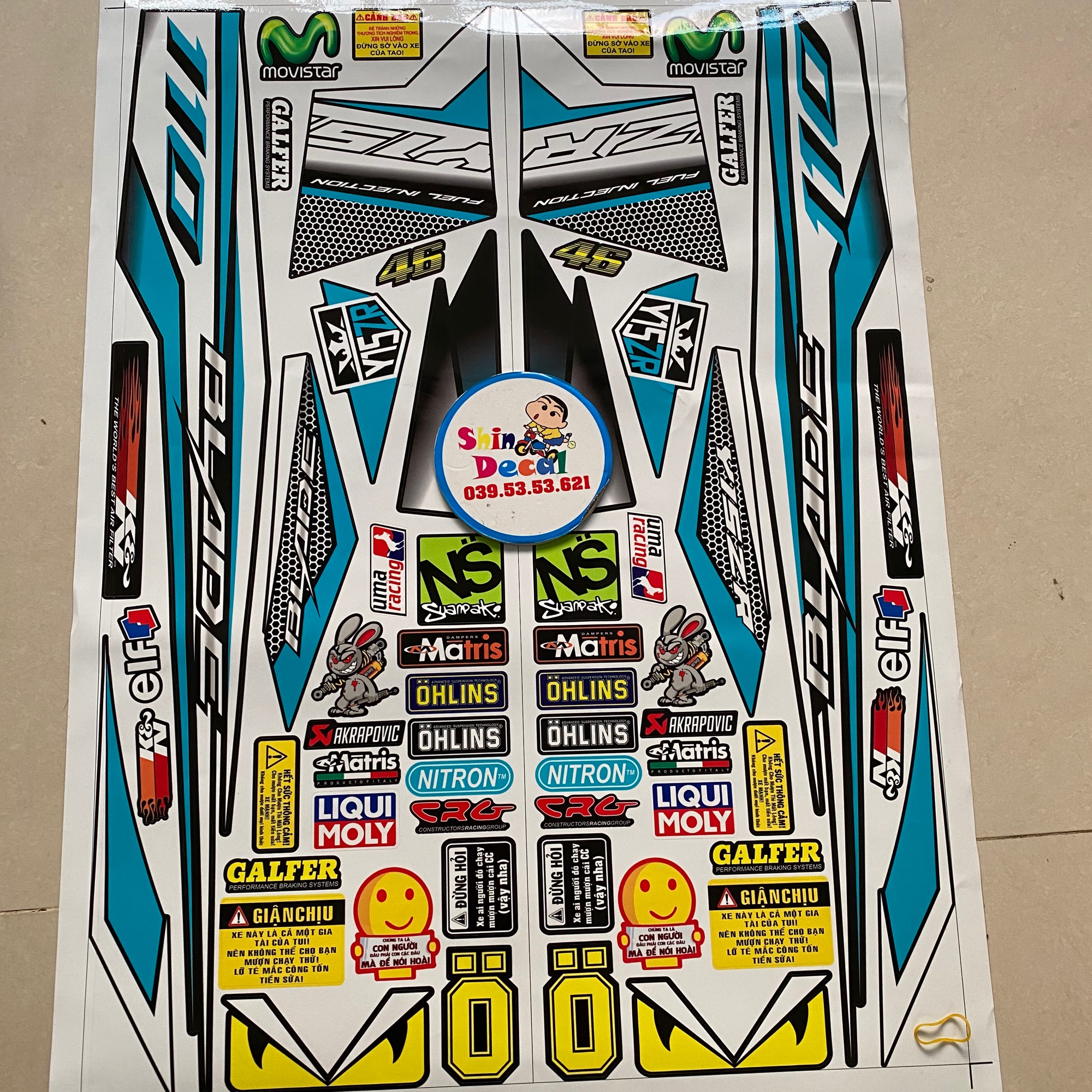 Tem rời Wave Blade 110 Y15ZR tổ ong