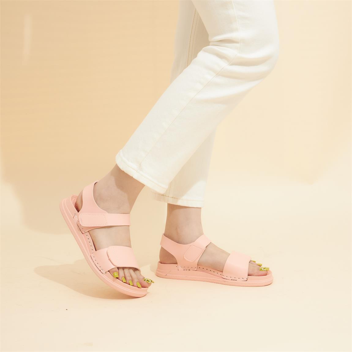 Giày sandal nữ mwc 2973 - giày sandal quai ngang bản to quai dán cách điệu thời trang