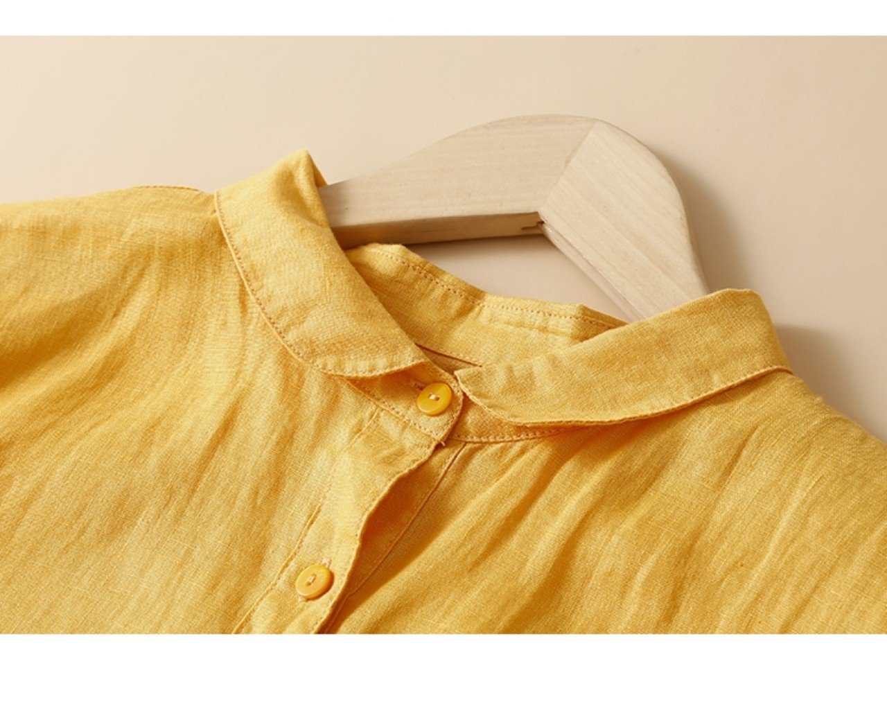Váy suông [ chất linen +màu vàng trẻ trung+cổ V]- Đầm suông linen Đũi Việt