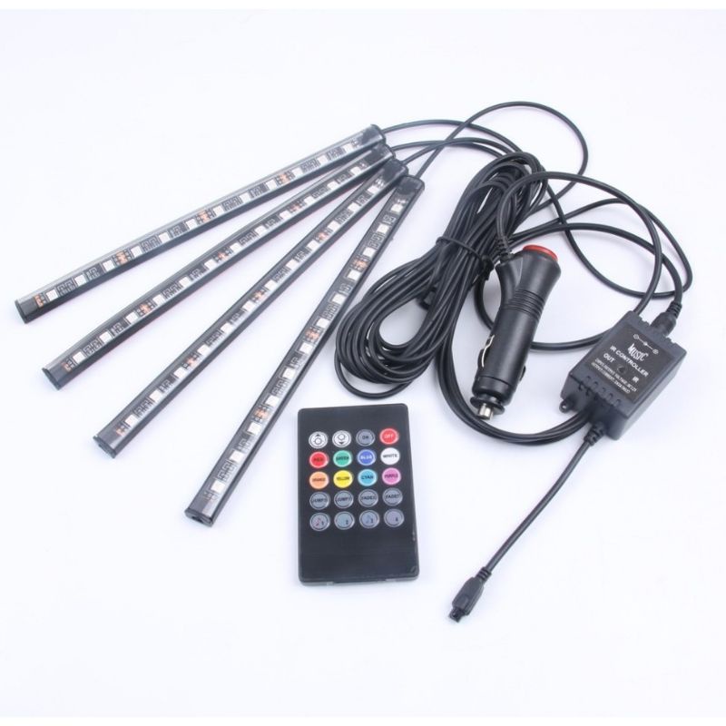 Bộ đèn led chiếu gầm ghế 12V kèm remote điều khiển đổi 7 màu nhấp nháy cảm ứng theo nhạc cực sang trọng