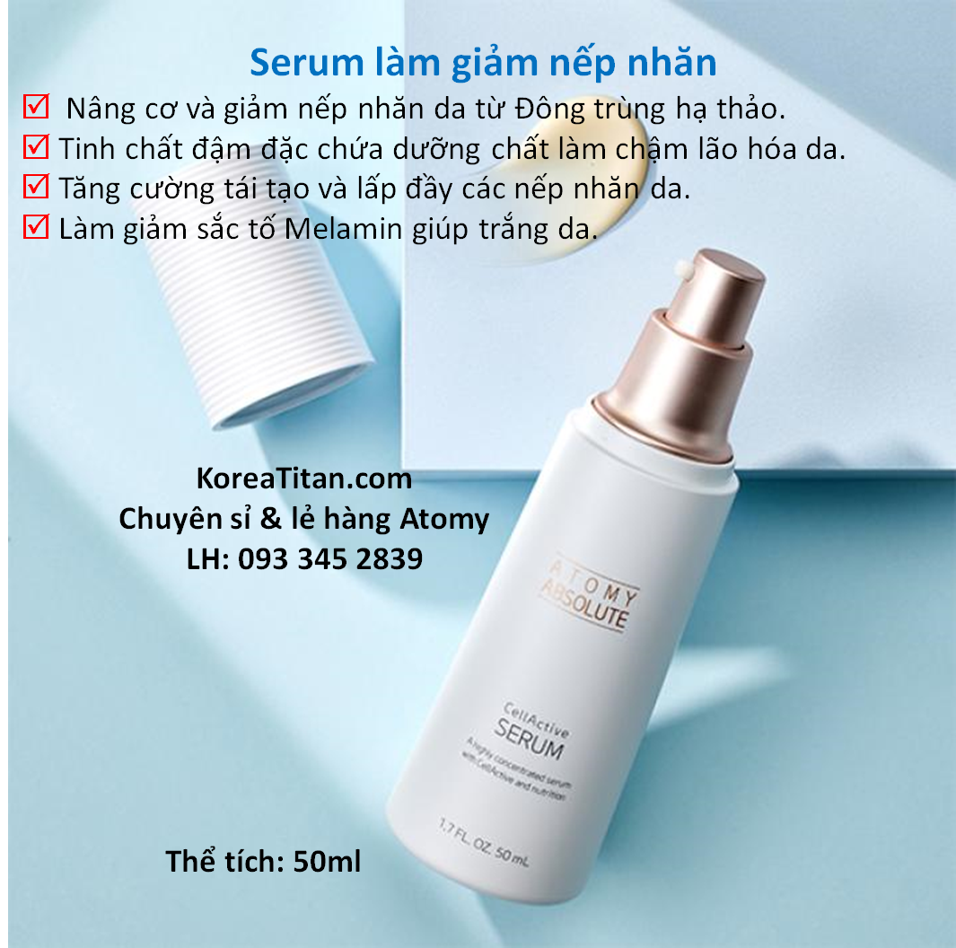 Tinh chất serum làm trắng và mờ các nếp nhăn da cho da mặt (loại cao cấp trong set 6)- Atomy Absolute Cellactive Serum 50 ml - 애터미 앱솔루트 셀랙티브 세럼 - Атоми СеллАктив Сыворотка