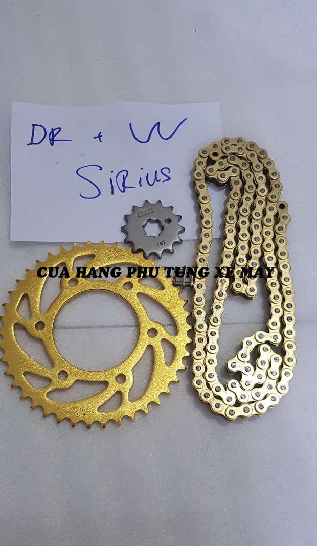 Trọn bộ sên nhông dĩa Recto cho xe Dream/ Wave/ Sirius ( sên vàng 9 li Mã Lai - Dĩa vàng )