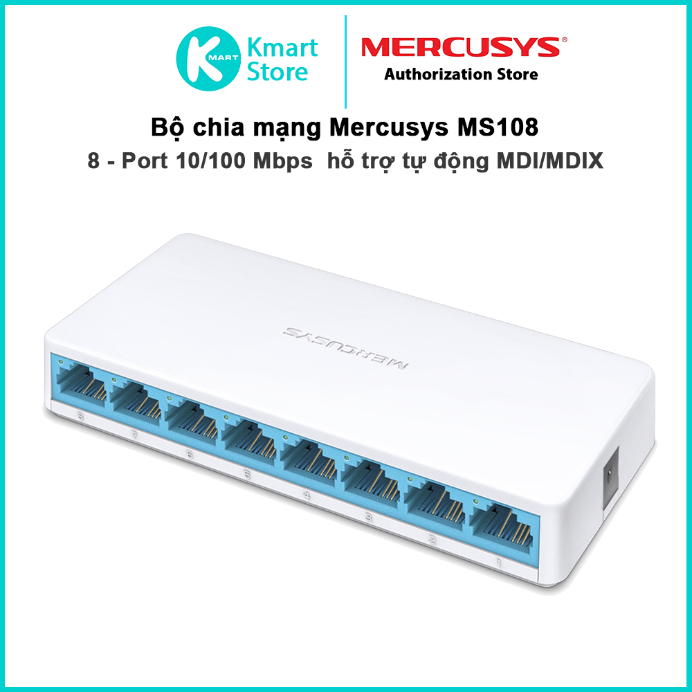 Bộ chia mạng 8 cổng mercusys ms108 switch 8 port rj45 10/100mbps - hàng chính hãng