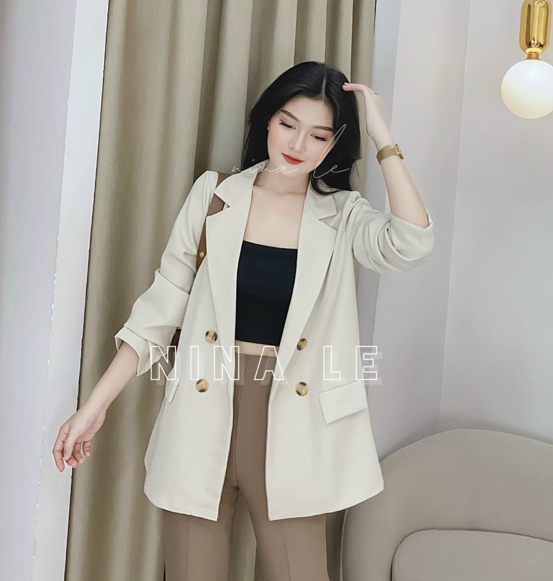 ÁO KHOÁC VEST BLAZER DÁNG DÀI 4 NÚT