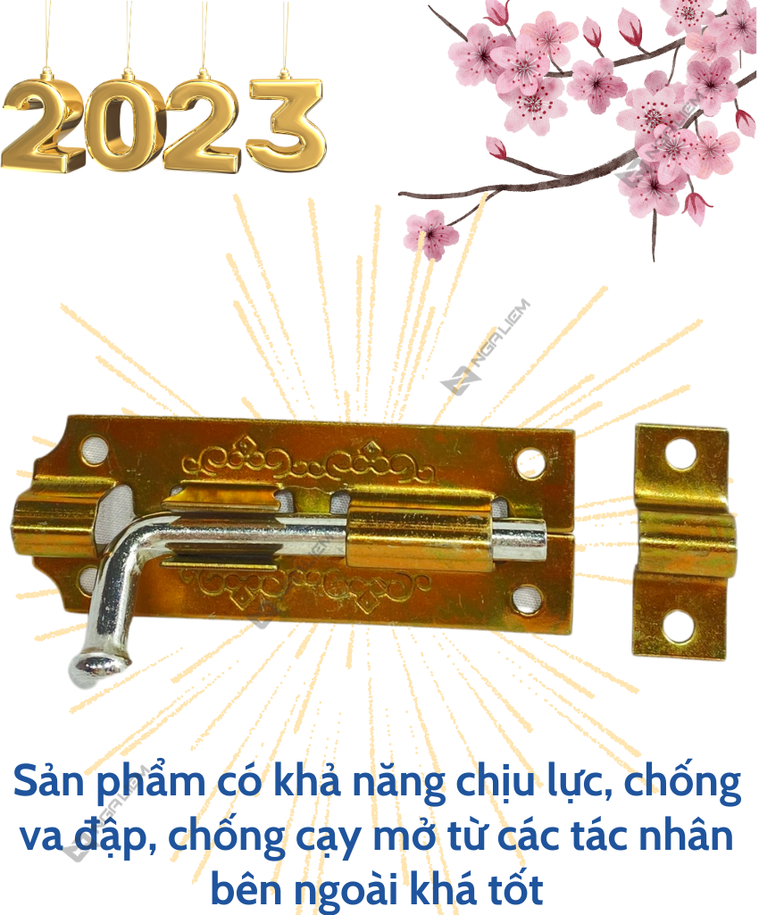 Chốt Cửa Đứng, Ngang Mạ Vàng Song Sư - Two Lions