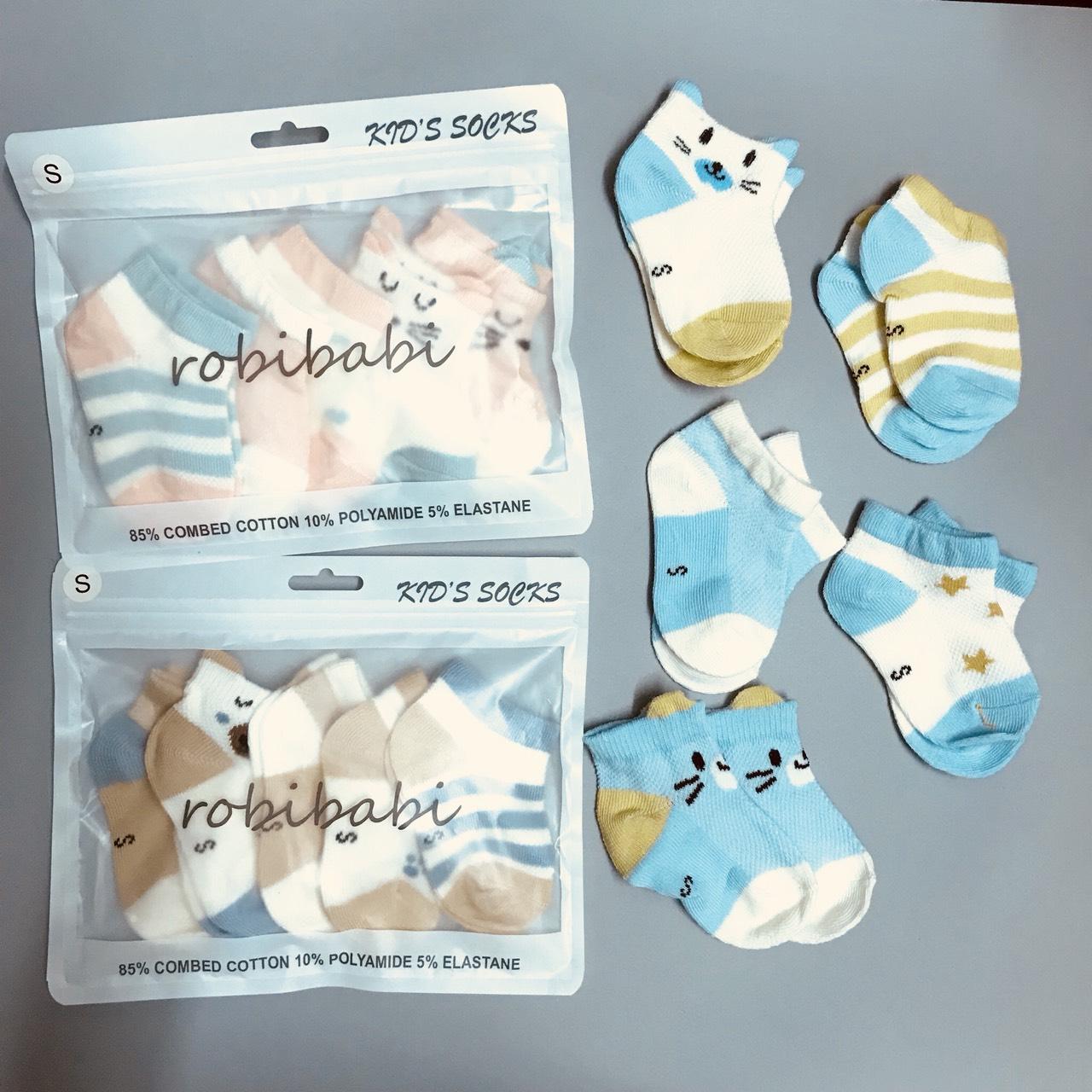 Set 5 đôi tất Kid Sock lưới thông hơi cho bé