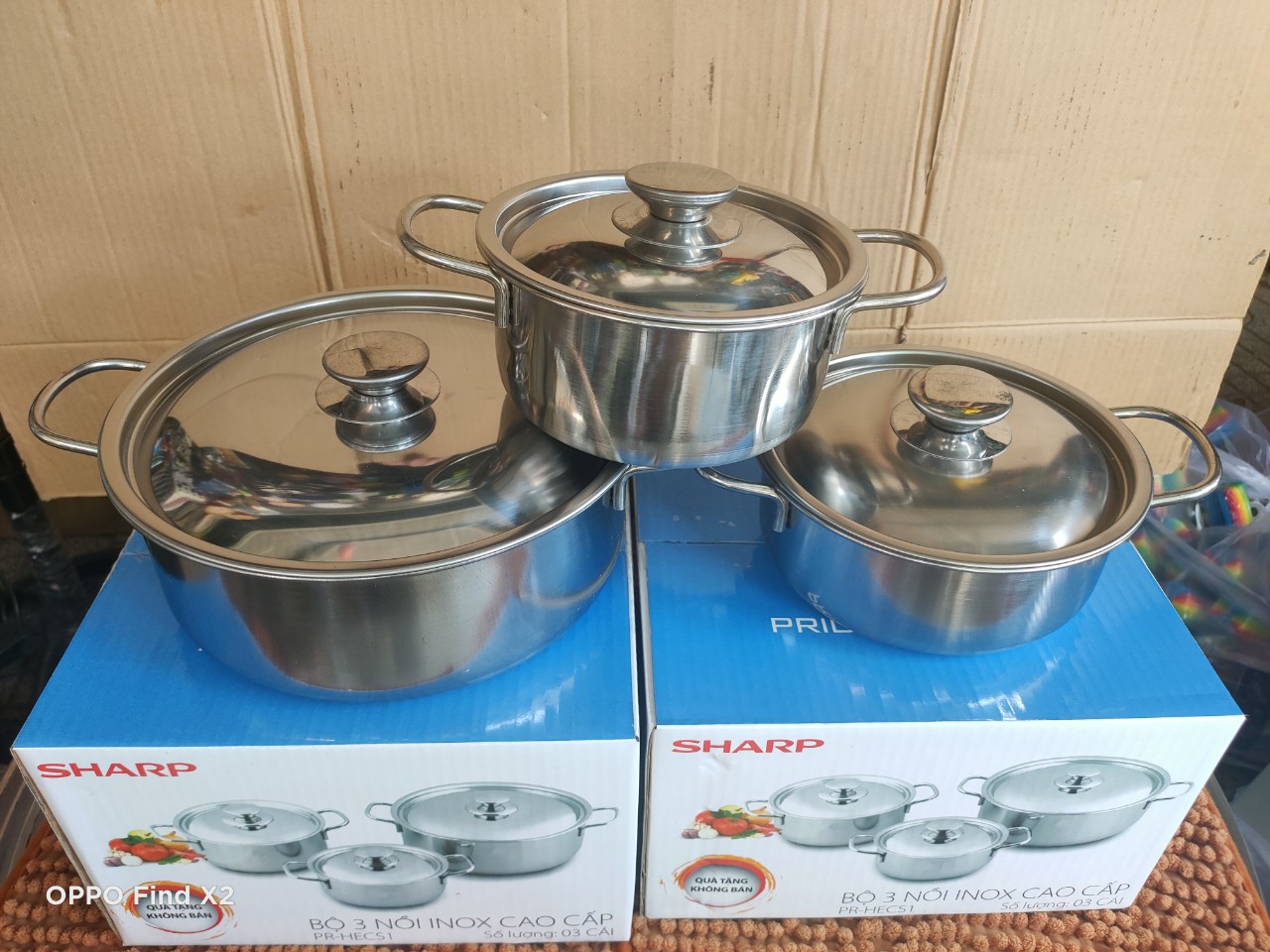 [HCM]Bộ nồi Sharp inox 401 - Bộ 3 cái