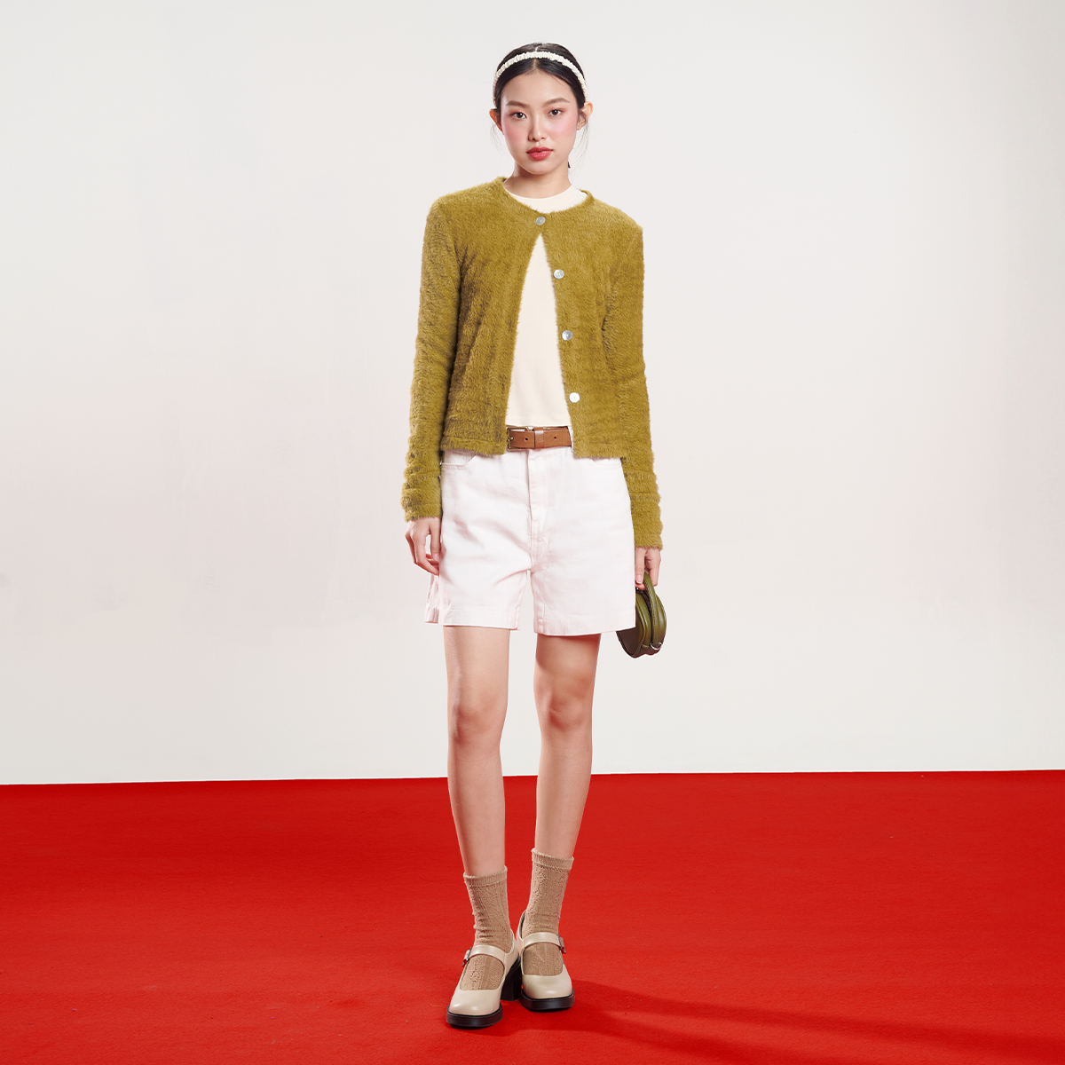 Dottie - áo khoác vải lông gài nút - t0871