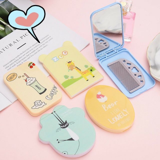 [ Sale Lớn ] [Khuyến Mãi] Bộ Gương Lược Bỏ Túi Cute Hàn Quốc Tiện Dụng - Bộ Gương Lược Cho Các Bạn Nữ Siêu Tiện Lợi Nhỏ Gọn Dễ Dàng Đem Theo Khi Đi Học Đi Làm