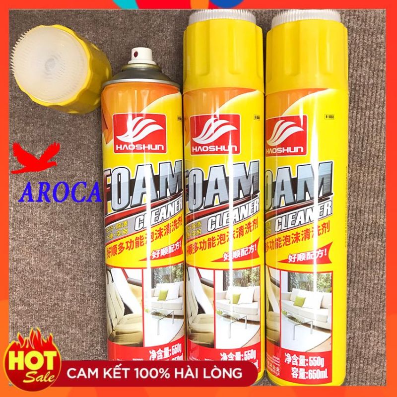 Chai Xịt Bọt Đa Năng Vệ Sinh Ghế Da Nội Thất Ô Tô Foam Cleaner - Chai vệ sinh đồ da,túi da,giày da,gỗ AROCA Nhập Khẩu