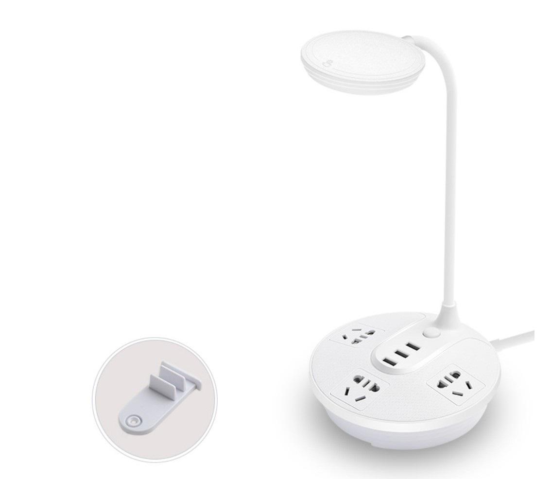 Ổ cắm điện thông minh 3 ổ cắm và 3 ổ sạc USB kiêm đèn đèn bàn LED chống cận, khay đỡ điện thoại cao cấp