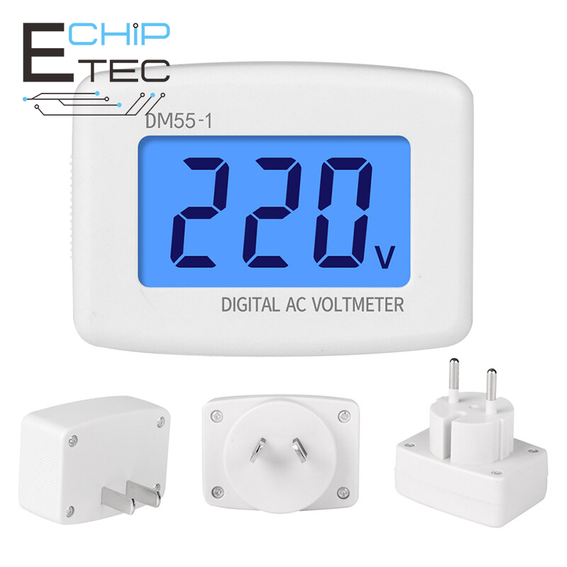DM55-1 AC 80-300V Digital Voltmeter EU US Plug Voltmeter Socket Voltage Tester LCD Display Voltage Meter 110V-220V