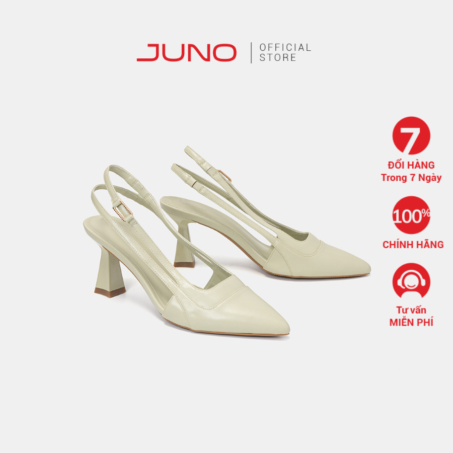Giày Cao Gót Nữ 7cm Thời Trang JUNO Phối Quai Hậu Slingback CG07128