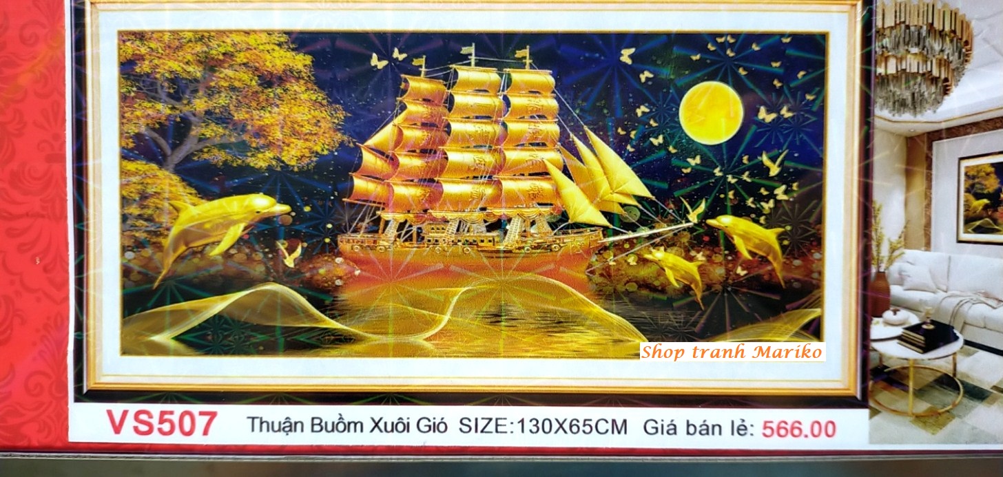 [HCM]Tranh đính đá Thuận Buồm xuôi Gió VS507 kích thước 130 x 65 cm