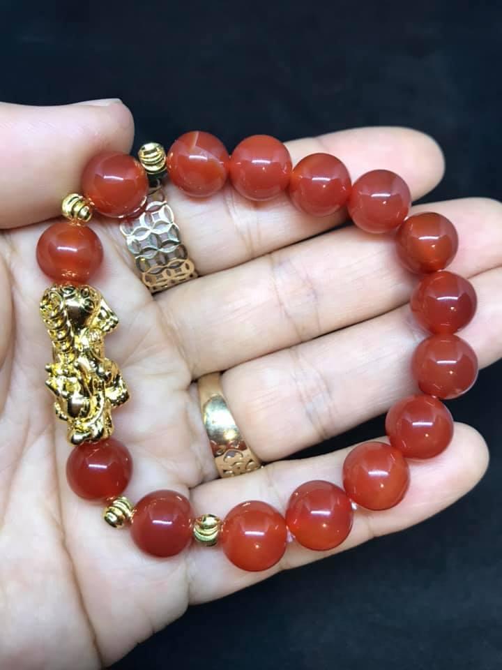[HCM]VÒNG TAY ĐÃ MÃ NÃO ĐỎ MIX CHARM TỲ HƯU
