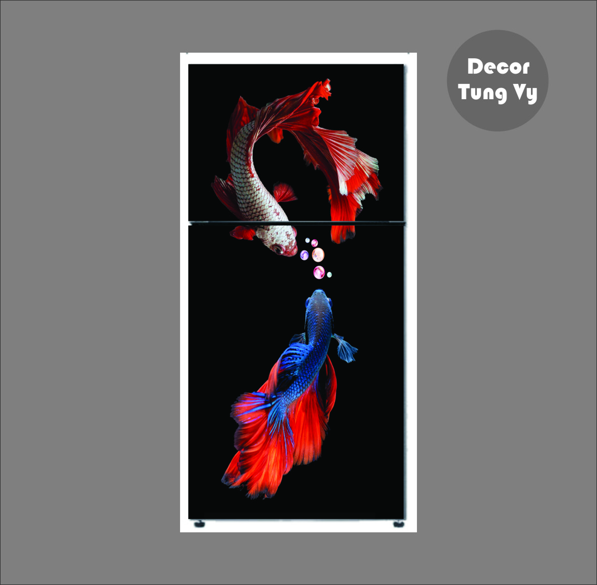 Decal dán tủ lạnh - dán kính - máy giặt  trang trí tường ( TRANH CÁ TÀI LỘC  PHONG THỦY )