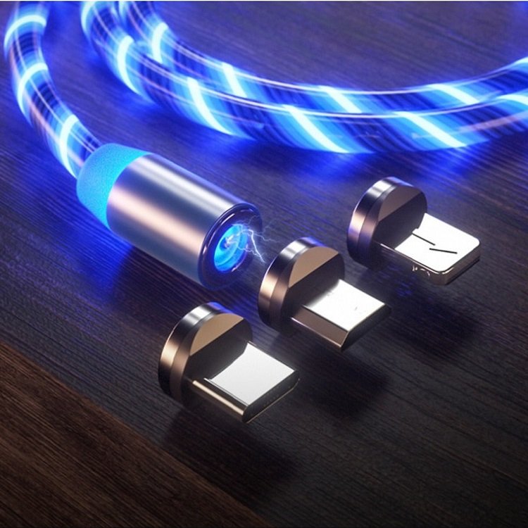 [Đa Năng] Dây Sạc Truyền Dữ Liệu Nhanh 3 Trong 1 Đèn Led Phát Sáng 3 Đầu Hút Nam Châm Lightning (Iphone)Micro USB Type C