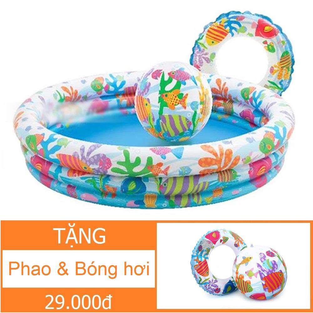 Bể bơi Tròn 3 tầng (132xCao28cm) Tặng Bóng+Phao hơi KamiToy Hồ bơi Phao bơi Nhà banh Nhà bóng - MS