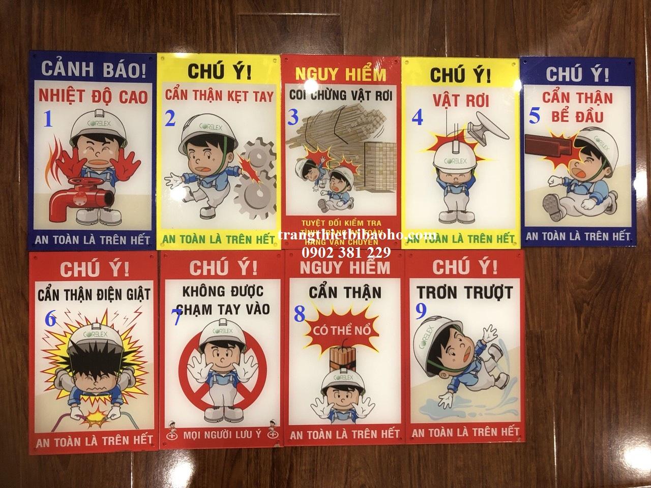 Biển báo an toàn, biển báo công trình chất liệu mica nhiều mẫu lựa chọn 15cm x 20cm