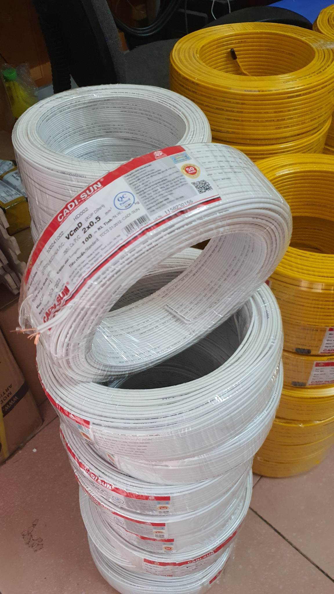 Dây điện cadisun 2x0.5 cuộn 100m dây trắng
