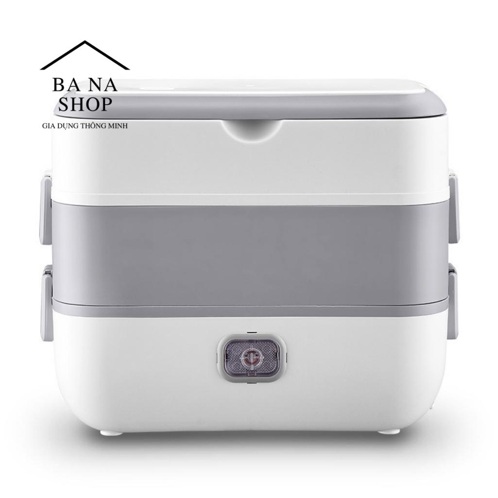 Hộp cơm giữ nhiệt 2 tầng bucook, 4 khay đựng inox, hộp cơm văn phòng, hộp cơm giữ nhiệt, tự nấu chín thức ăn