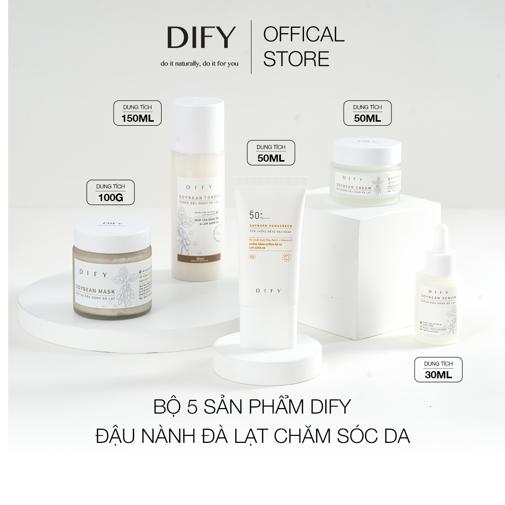 Bộ 5 sản phẩm DIFY đậu nành chăm sóc da toàn diện