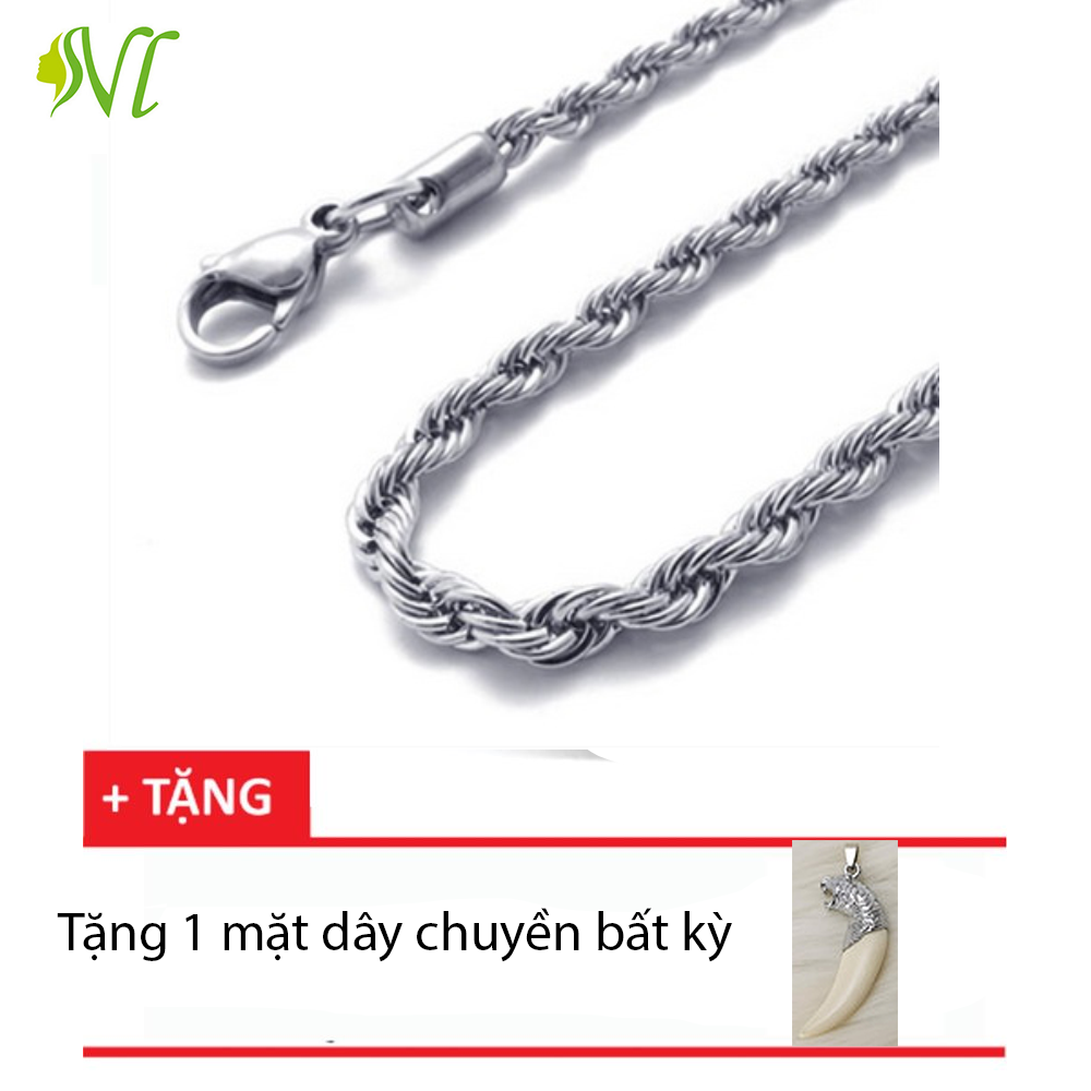 Dây chuyền nam  cao cấp titan  xoắn cá tính mạnh không đen, rỉ sét ( 15 ngày đổi trả nếu không giống hình)