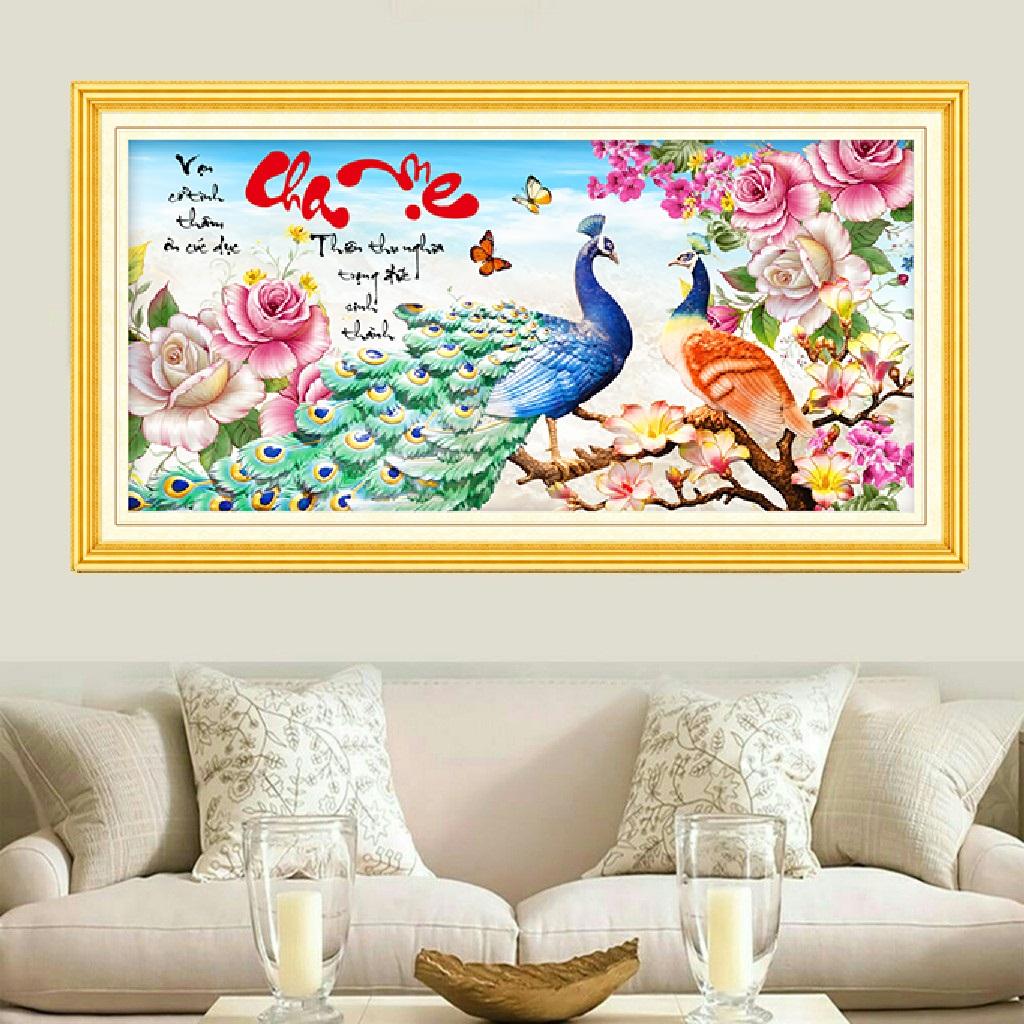 Tranh đính đá Cha mẹ. Mã tranh LV160, hãng Lavender, kích thước 100x50 cm