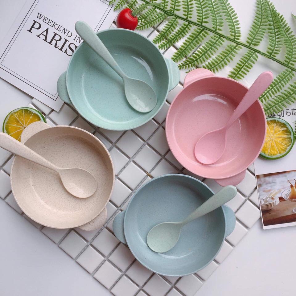 Bộ bát ăn dặm lúa mạch kèm thìa cho bé