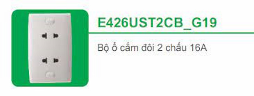 Ổ cắm đôi 2 chấu 16A E426UST2CB-G19 Schneider