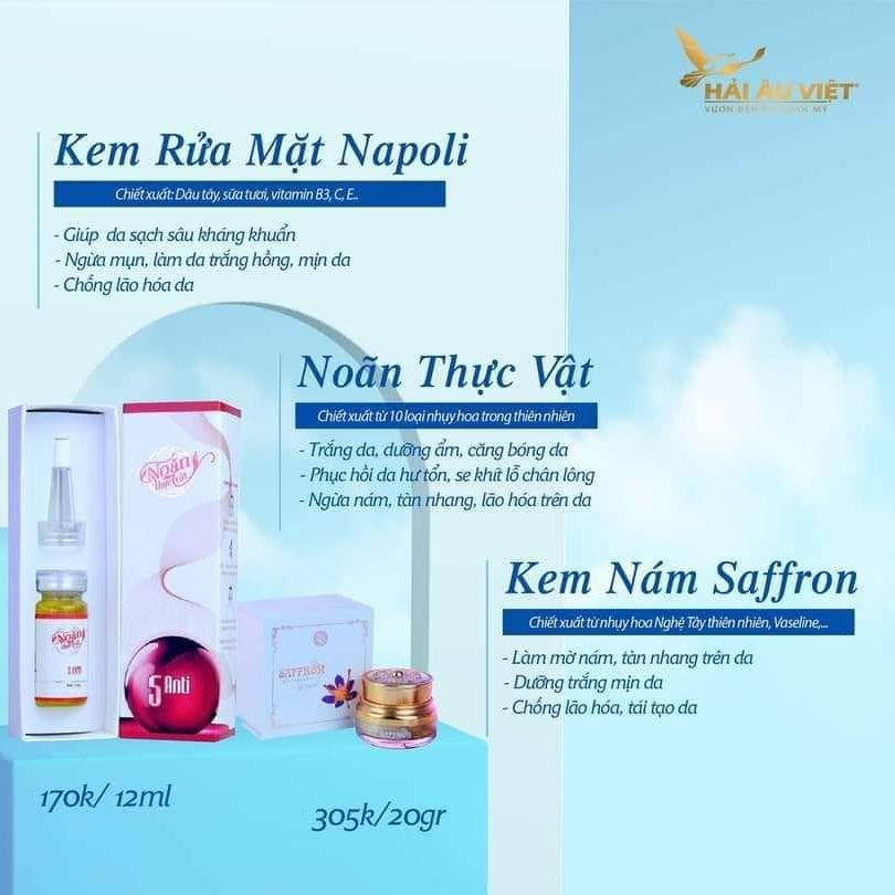 [ chính hãng 100% ] Combo NOÃN THỰC VẬT và KEM NÁM TRẮNG DA SAFFRON