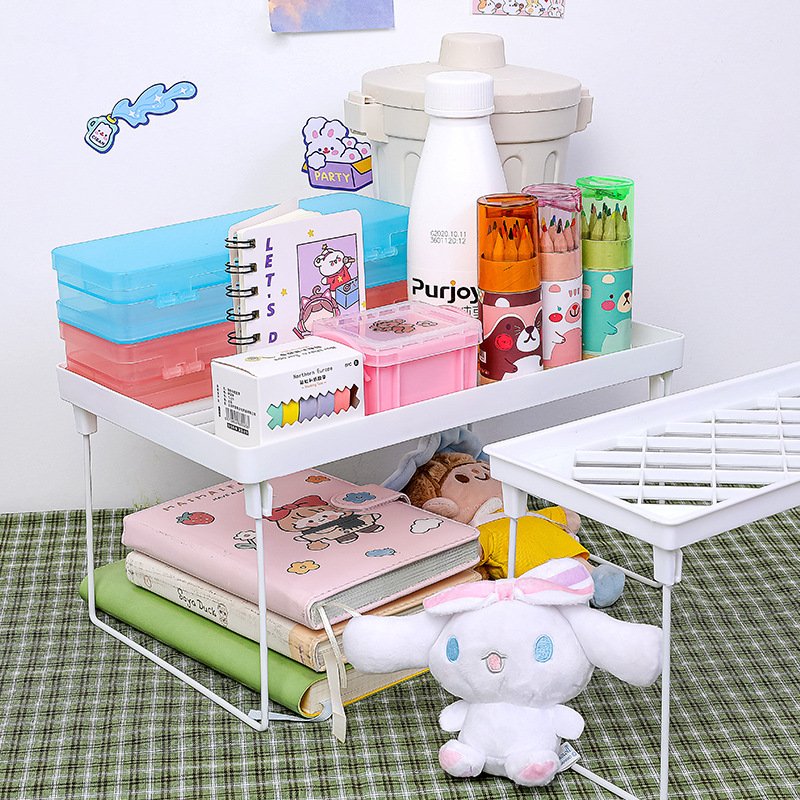 KỆ GIÁ ĐỂ ĐỒ DECOR TRÊN BÀN HỌC THÔNG MINH GẤP GỌN, DỄ VỆ SINH, CÓ 2 TẦNG, ĐỂ ĐỒ DÙNG HỌC TẬP, MỸ PHẨM,..