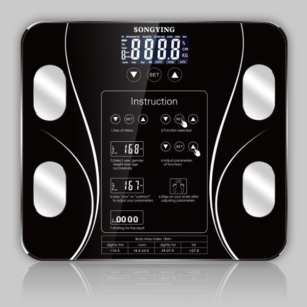 Cân điện tử thông minh Songying,cân sức khỏe điện tử-đo chỉ số BMI-đo lượng mỡ thừa-đo chỉ số cơ thể giúp bạn theo dõi và đảm bảo cơ thể khỏe mạnh