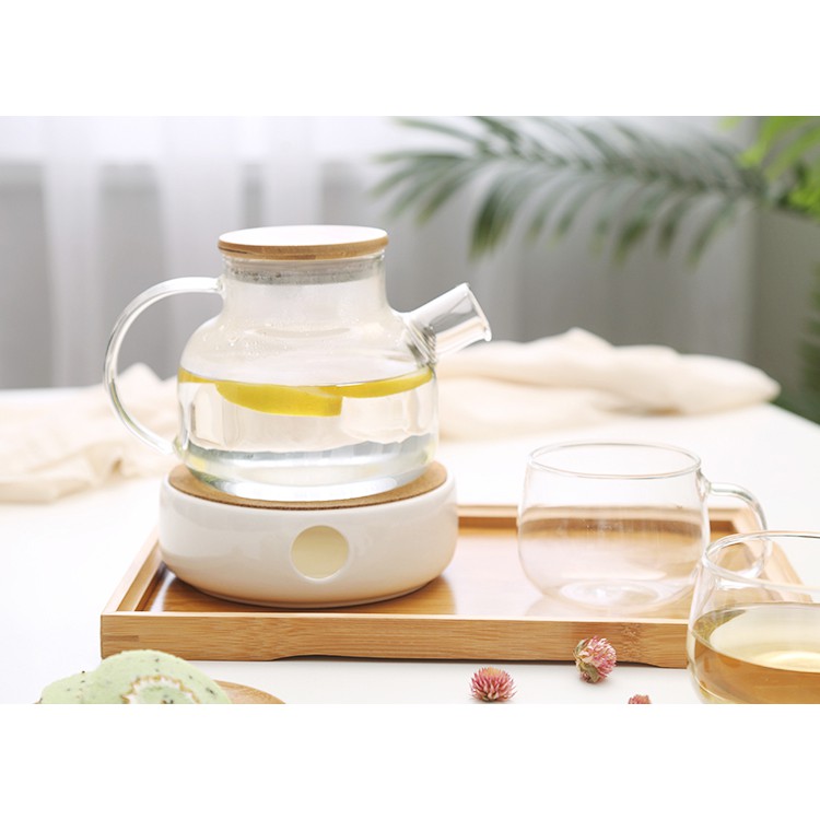 Ấm trà thủy tinh nắp gỗ 1000ml