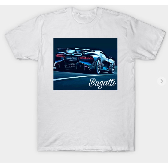 Áo thun 100% cotton in hình xe hơi bugatti thời trang