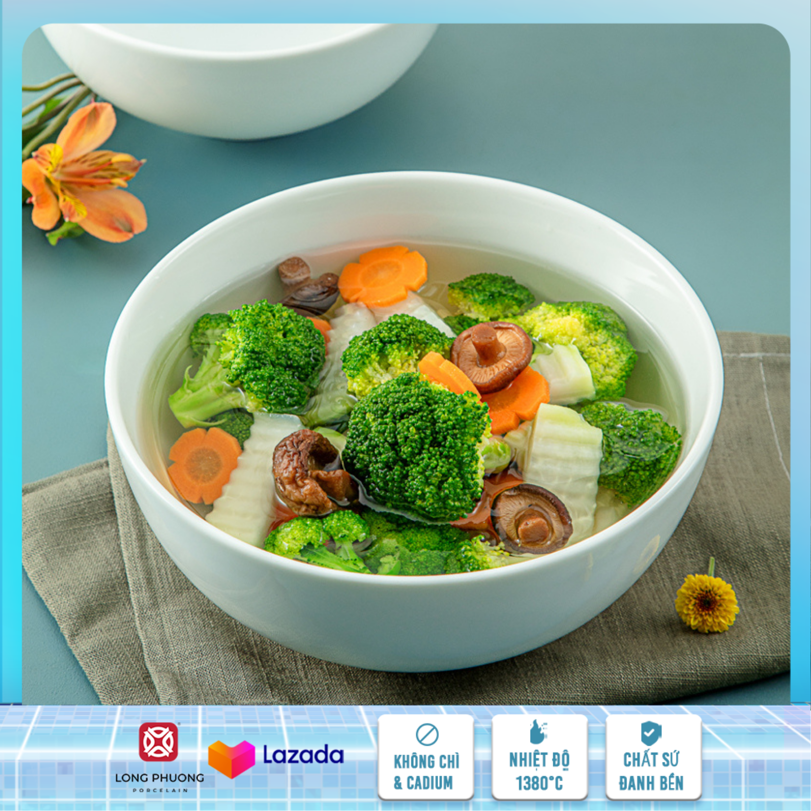 Bát khum - bát tô khum đựng canh, bát tô canh sứ khum, bát cơm, bát phở cao cấp Long Phương