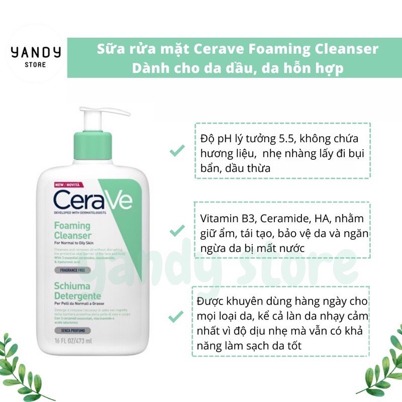 SỮA RỬA MẶT CERAVE FOAMING FACIAL CLEANSER