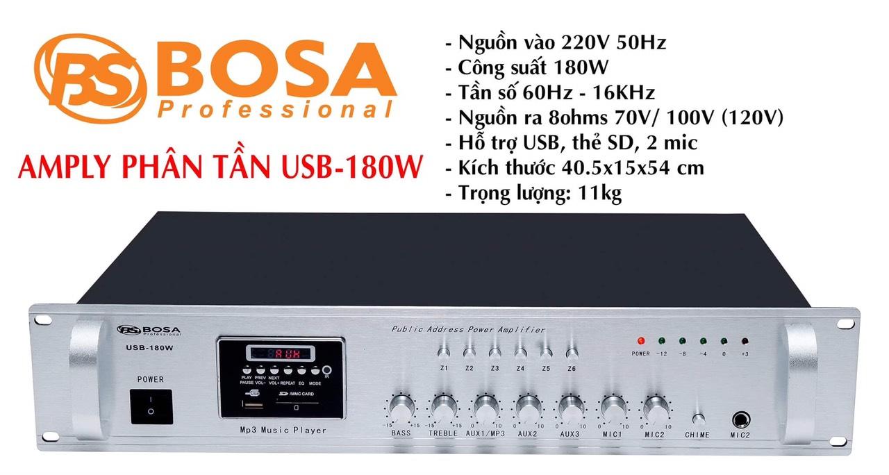 [HCM][Trả góp 0%]Amply phân tần Bosa USB-180W